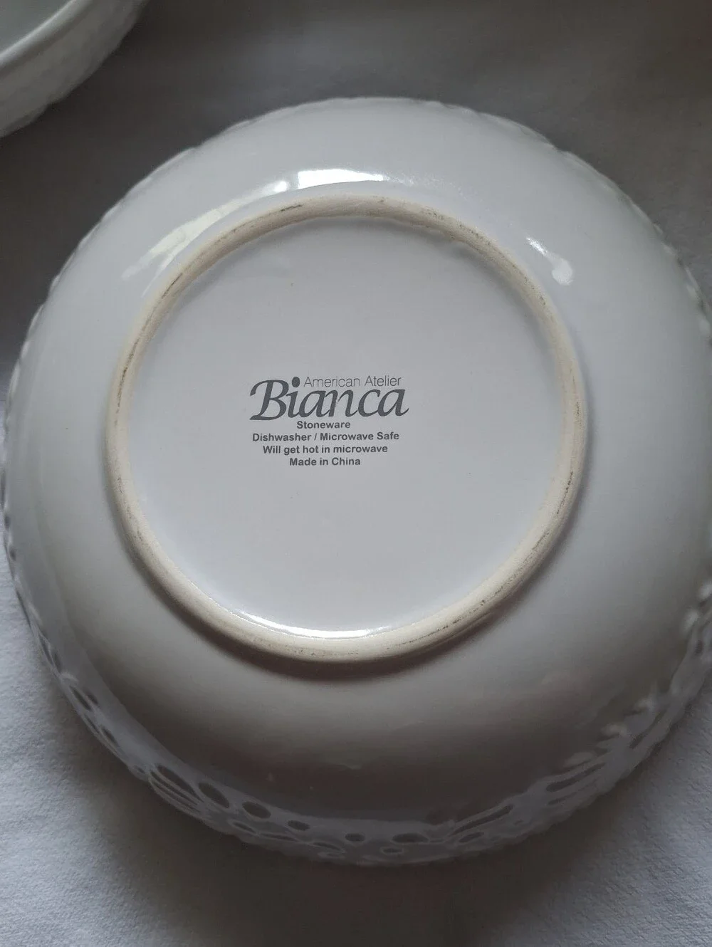 Set Of 2 American Atelier White Scalloped Ceramic Serving Bowls